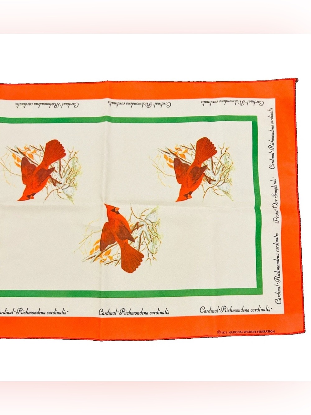 National Wildlife Federation 13" x 42" Scarf Vintage 1975 Cardinals Red Bird